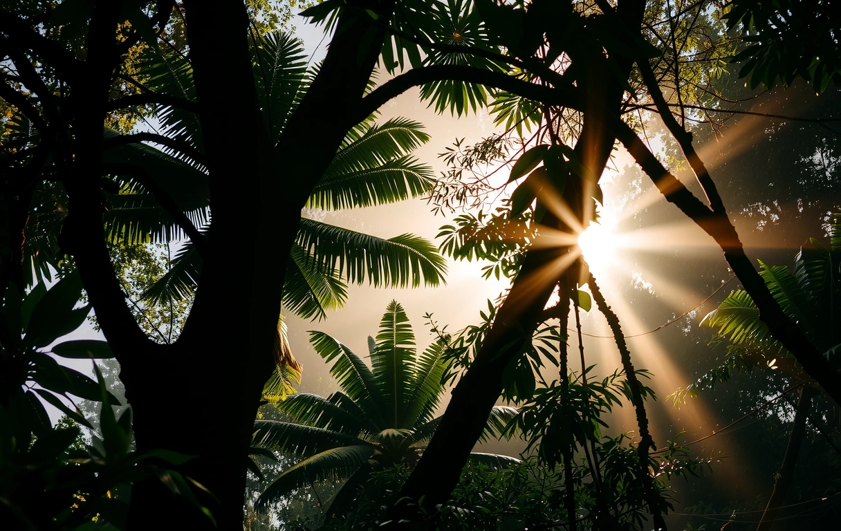Gusta džungla sa filtriranim svetlom