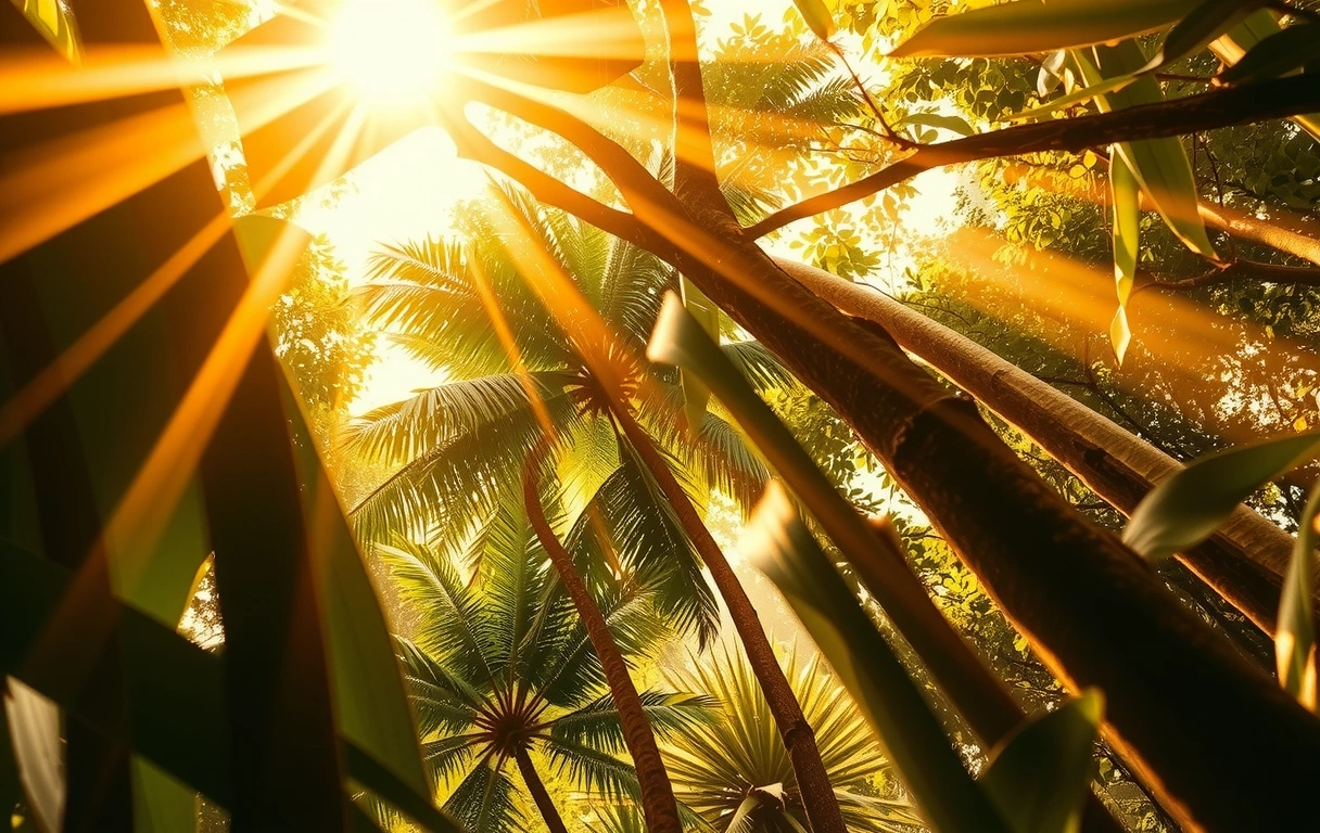 Gusta tropska šuma sa filtriranim svetlom